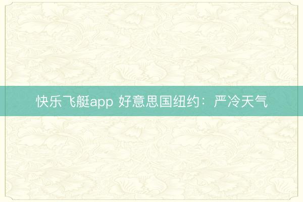 快乐飞艇app 好意思国纽约：严冷天气