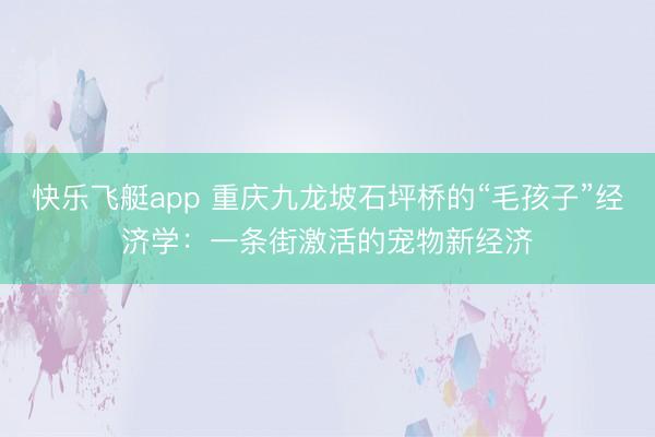 快乐飞艇app 重庆九龙坡石坪桥的“毛孩子”经济学:一条街激活的宠物新经济