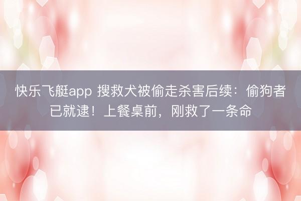 快乐飞艇app 搜救犬被偷走杀害后续：偷狗者已就逮！上餐桌前，刚救了一条命