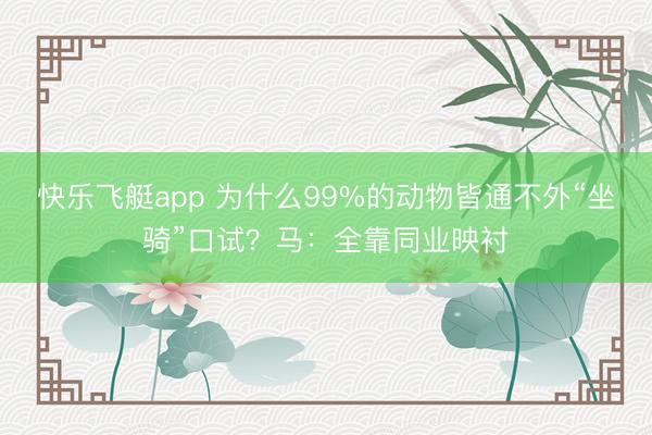 快乐飞艇app 为什么99%的动物皆通不外“坐骑”口试？马：全靠同业映衬