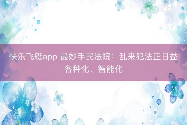 快乐飞艇app 最妙手民法院:乱来犯法正日益各种化、智能化