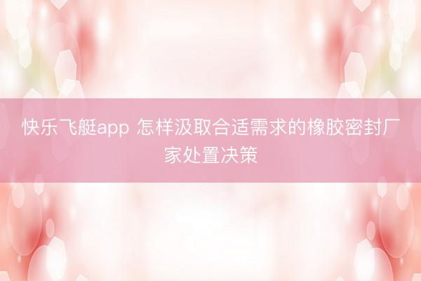 快乐飞艇app 怎样汲取合适需求的橡胶密封厂家处置决策